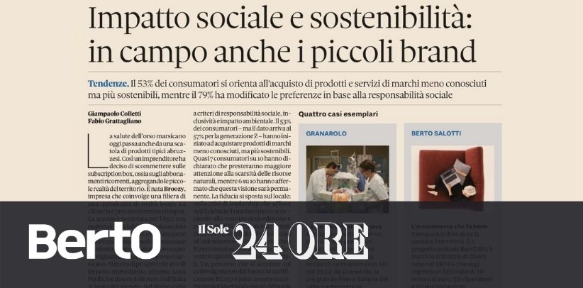 BertO su Il Sole 24 Ore: caso esemplare di responsabilità sociale