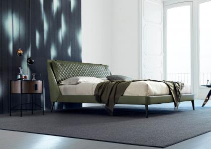 Letto matrimoniale di lusso Chelsea in pelle verde - BertO