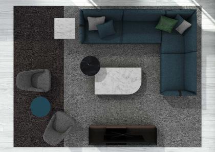Ambiente moderno arredato con tavolino Stage con top in Marmo Carrara - BertO