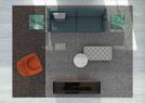 Ambiente moderno arredato con pouf Capitonné- BertO
