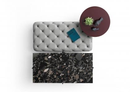 Tavolino Circus laccato con Riff granito Marinace Black e Pouf - BertO