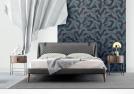 Comodino moderno Roi con base goffrato nero e top in marmo Deep Grey - BertO	