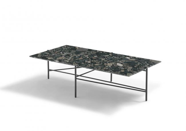 Tavolino Riff con top in marinace black e base goffrato - Outlet 