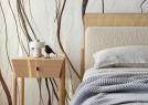 Letto East Side con testata in Paglia di Vienna, tessuto e struttura in rovere naturale - BertO