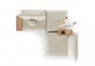 David divano componibile in pelle con braccioli in rovere - Outlet 