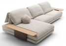David divano componibile in pelle con braccioli in rovere - Outlet 