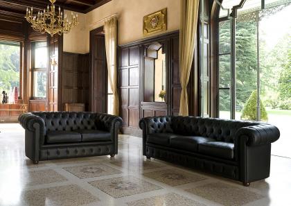 Divani Chesterfield Chester in pelle realizzati a Meda nella Tappezzeria Sartoriale BertO