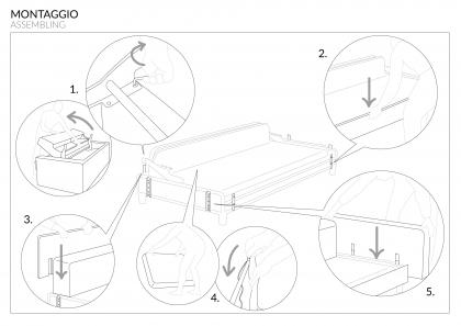 Montaggio del divano letto Robinson realizzato nella Tappezzeria Sartoriale BertO