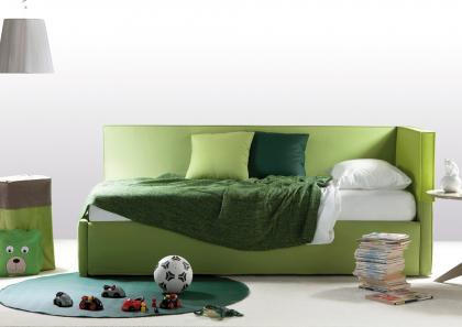 Letto singolo con schienale e testata Summer D - versione verde