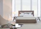 Letto di design Sorbonne con rivestimento in lino