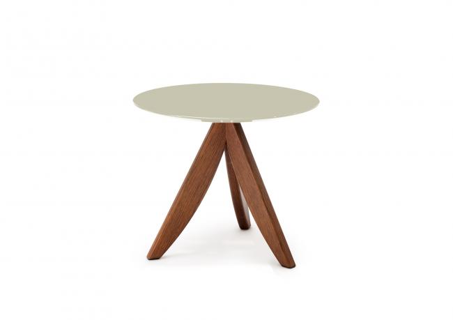 Tavolino lato divano con piano laccato lucido e gambe in legno massello - BertO Outlet