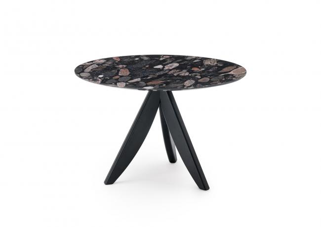 Tavolino rotondo con 3 gambe in legno frassino nero - BertO Outlet
