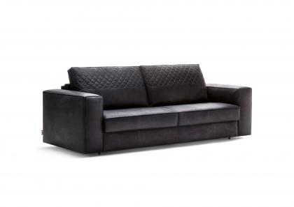 Divano letto Nemo in pelle nera della collezione #BertoLive by BertO