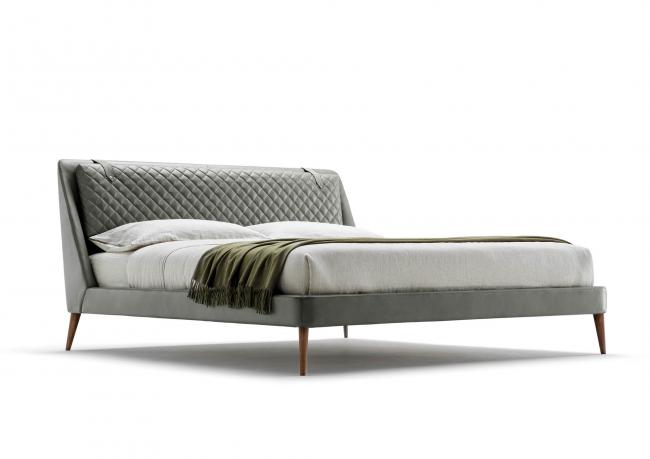 Letto matrimoniale imbottito con piedini tondi Chelsea - BertO Outlet