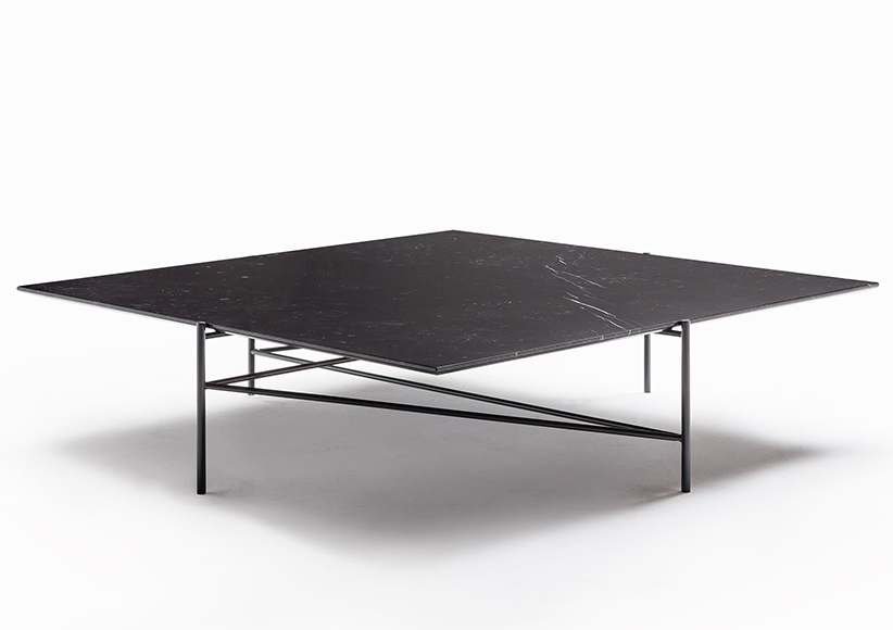 Tavolino Riff quadrato basso con piano in marmo