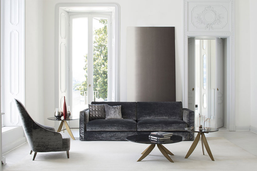 Danton velvet sofa and Vanessa Armchair